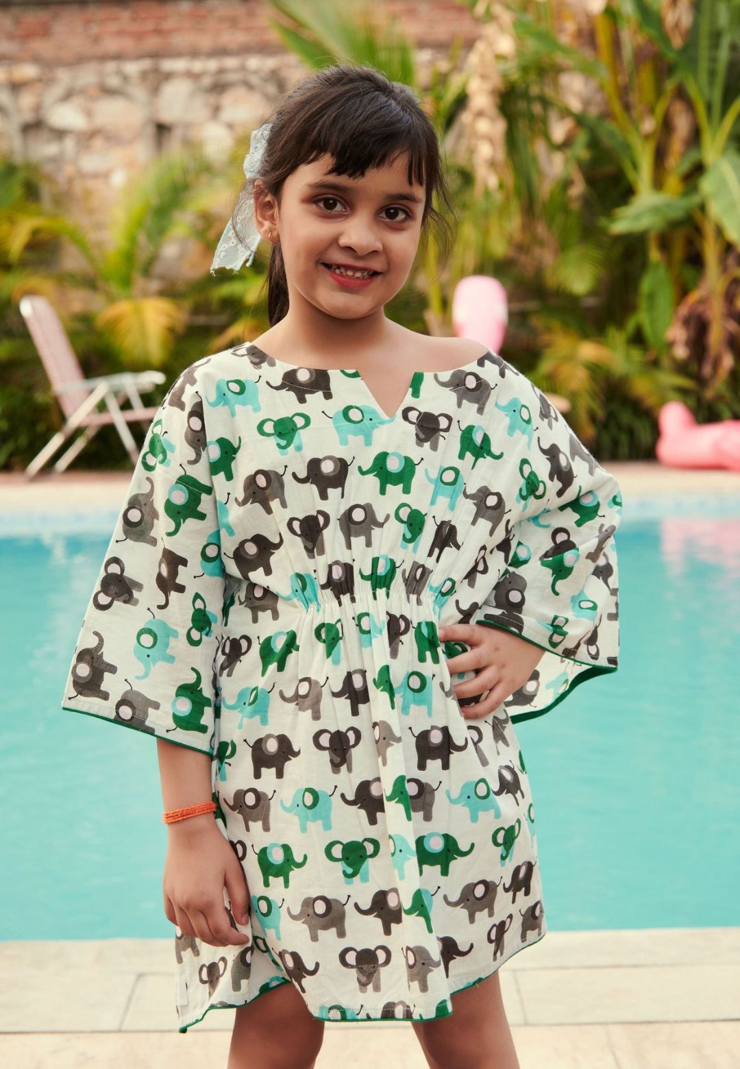 WADE GREEN ELEPHANT COTTON KAFTAN