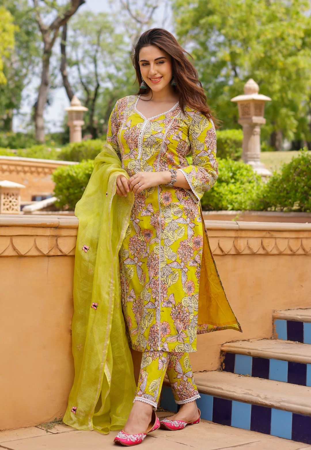 YELLOW REVA COTTON SUIT SET
