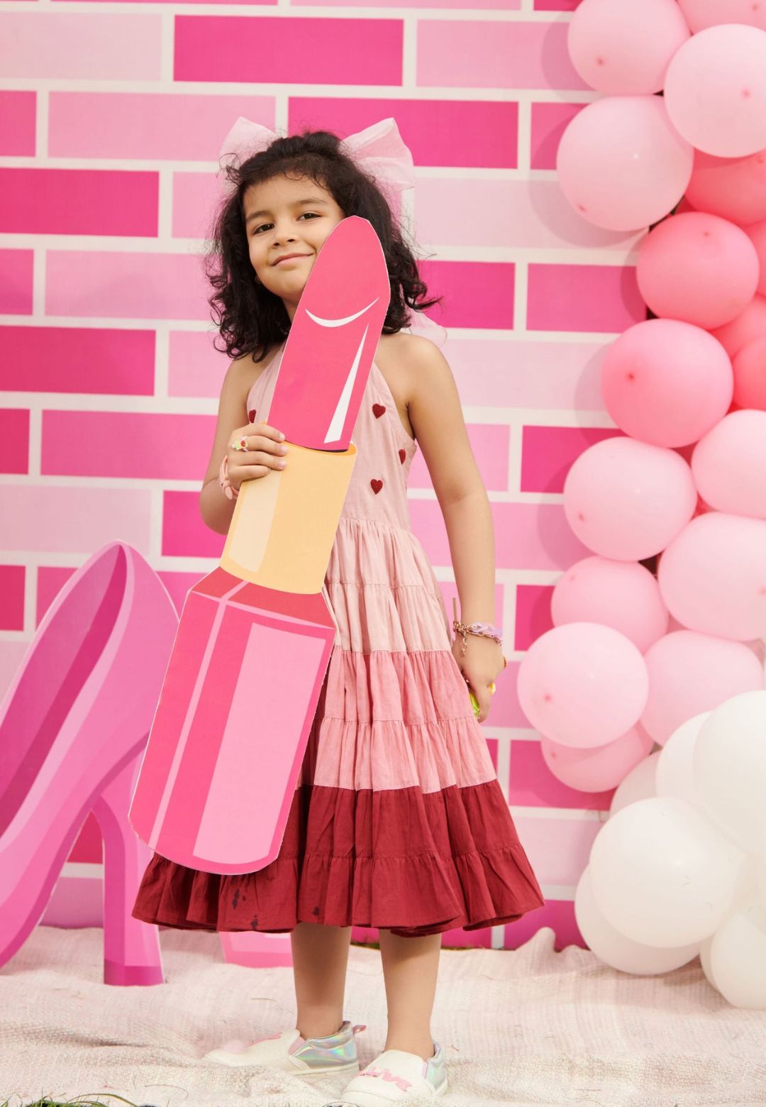 PINK HEART ELINA TIER COTTON DRESS