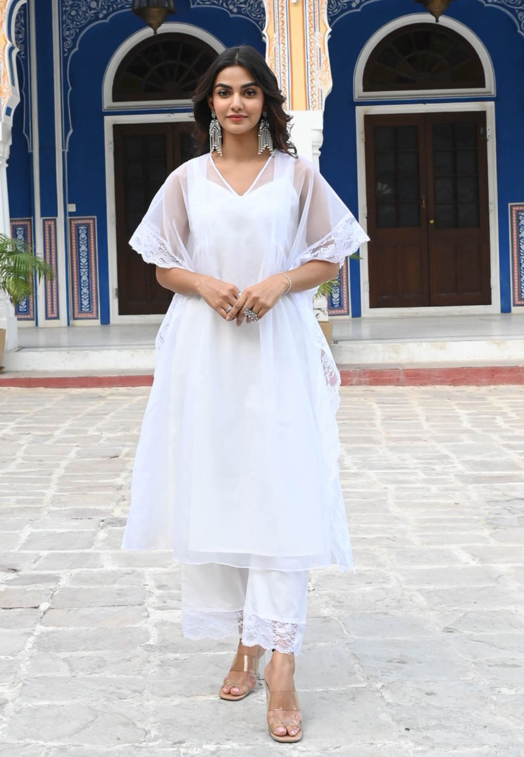WHITE APSARA KAFTAN KURTA SET