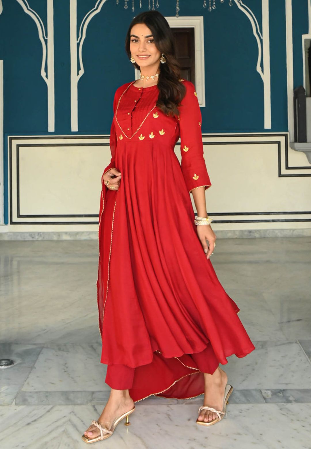 CHERRY COTTON SILK SUIT SET