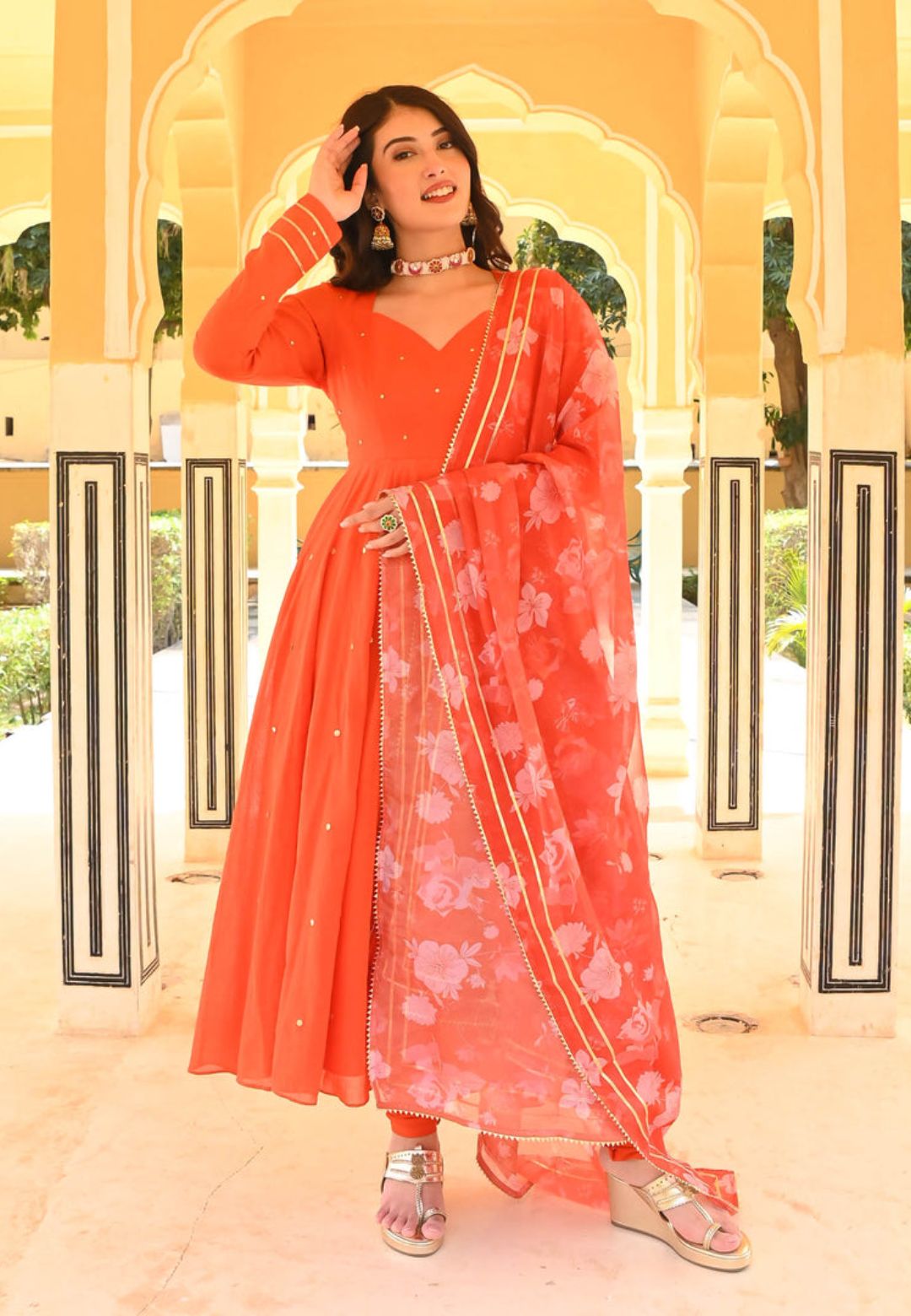 ORANGE TULIP COTTON SUIT SET