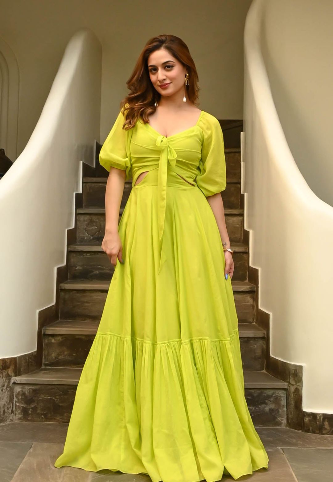 GREEN OASIS FLOWY ANARKALI DRESS