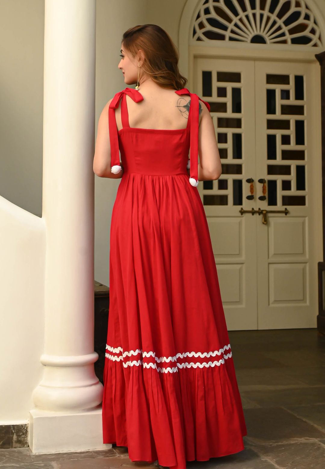 HOT RED COTTON ANARKALI DRESS