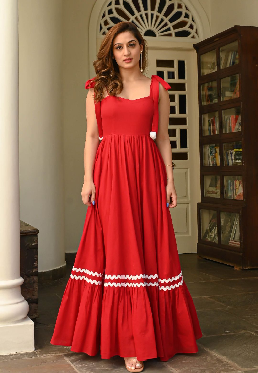HOT RED COTTON ANARKALI DRESS