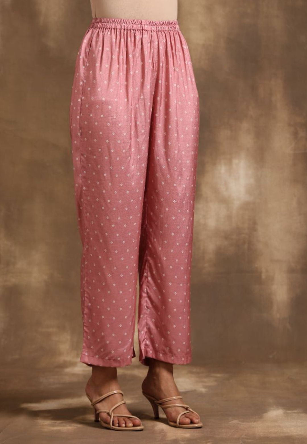 LIGHT PINK BANDHANI SILK KURTA SET