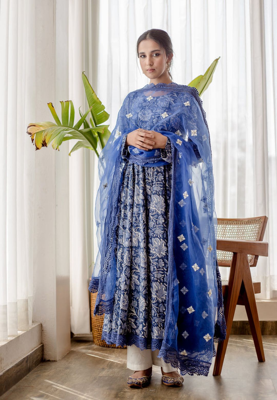 INDIGO BLUE ANARKALI SUIT SET