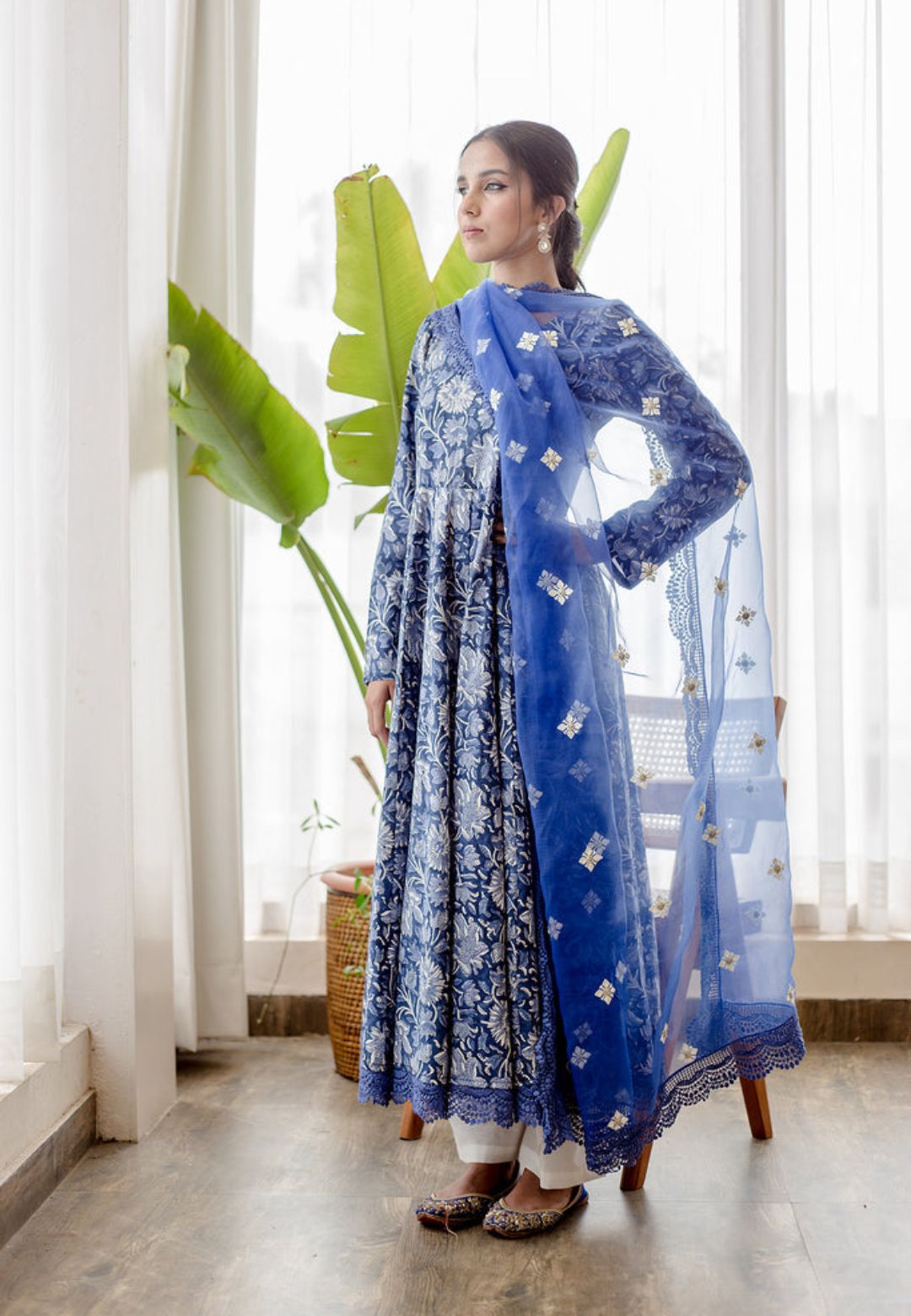 INDIGO BLUE ANARKALI SUIT SET