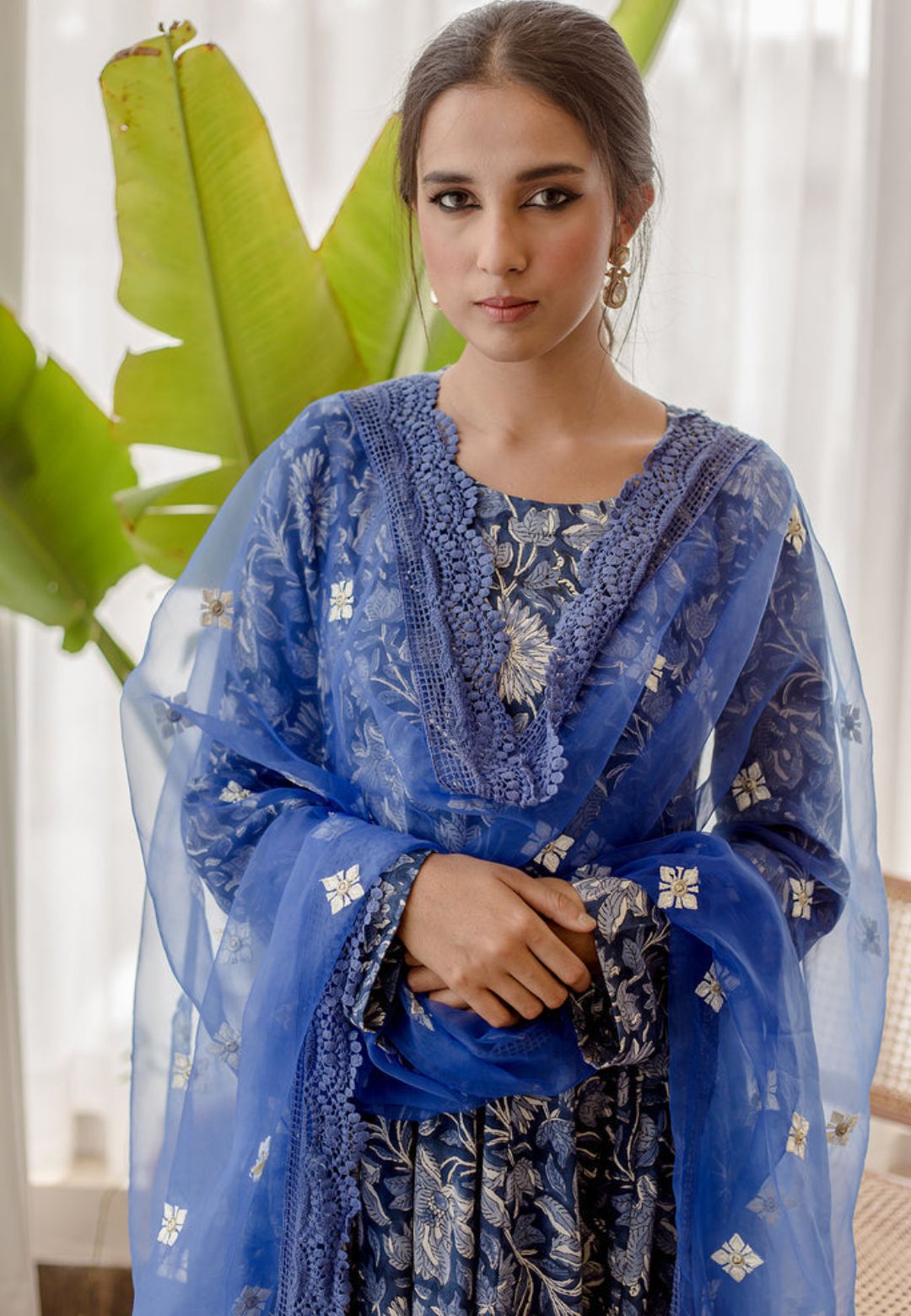 INDIGO BLUE ANARKALI SUIT SET