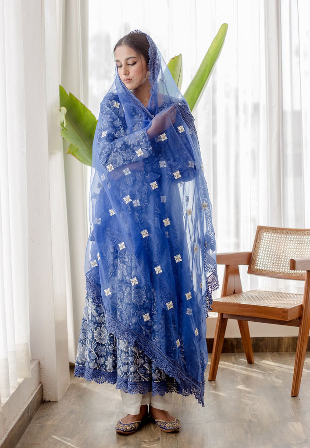 INDIGO BLUE ANARKALI SUIT SET