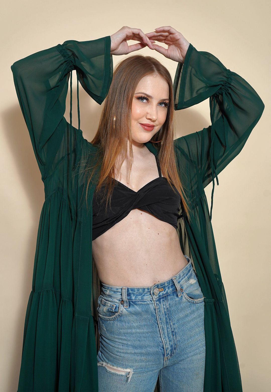 GREEN TIERED SHRUG