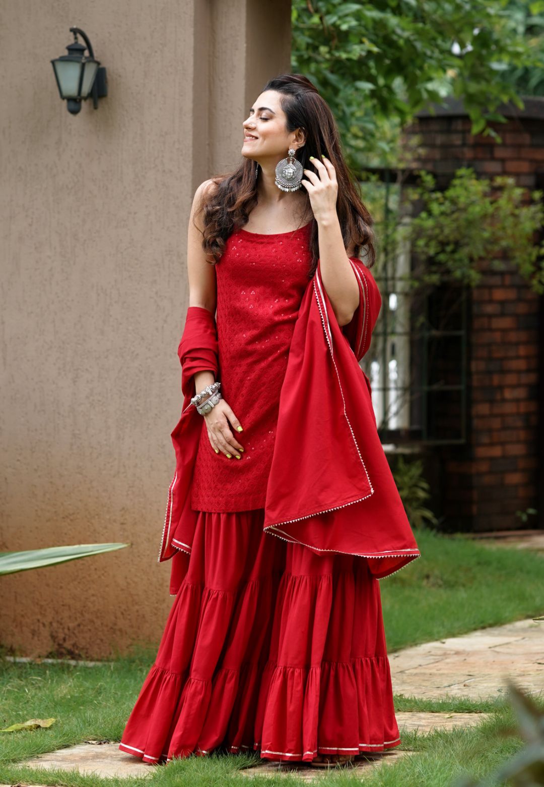 MAROON EMBROIDERY SHARARA SUIT SET