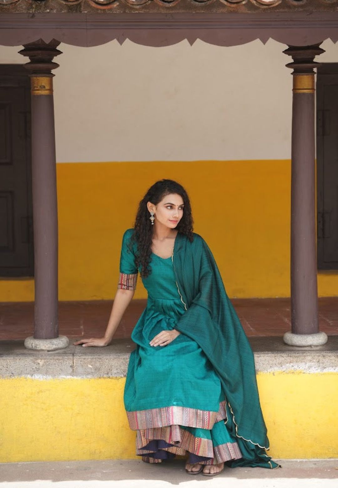 TEAL BLUE SUJHA CHANDERI SUIT SET