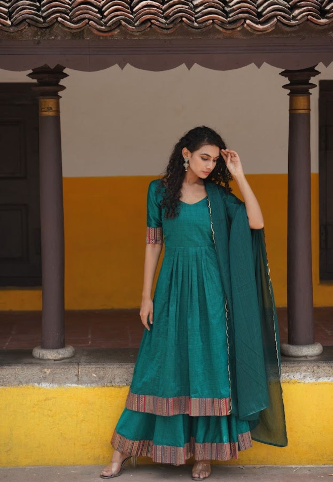 TEAL BLUE SUJHA CHANDERI SUIT SET