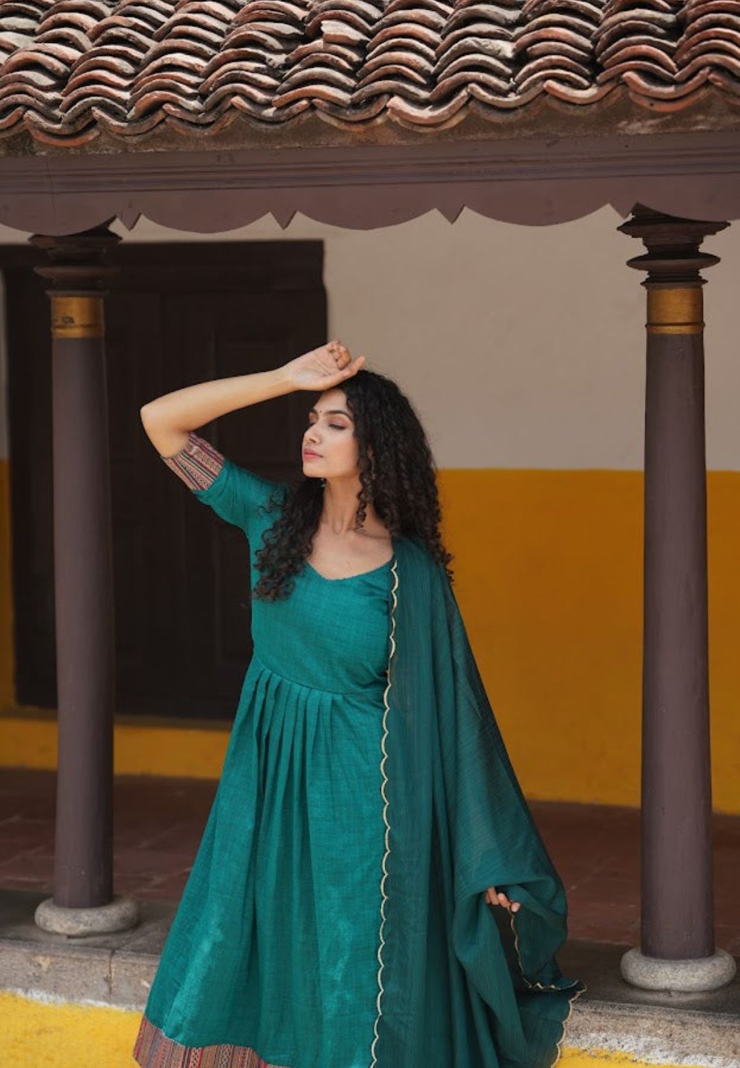 TEAL BLUE SUJHA CHANDERI SUIT SET