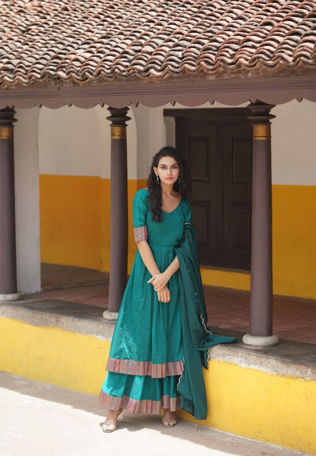 TEAL BLUE SUJHA CHANDERI SUIT SET