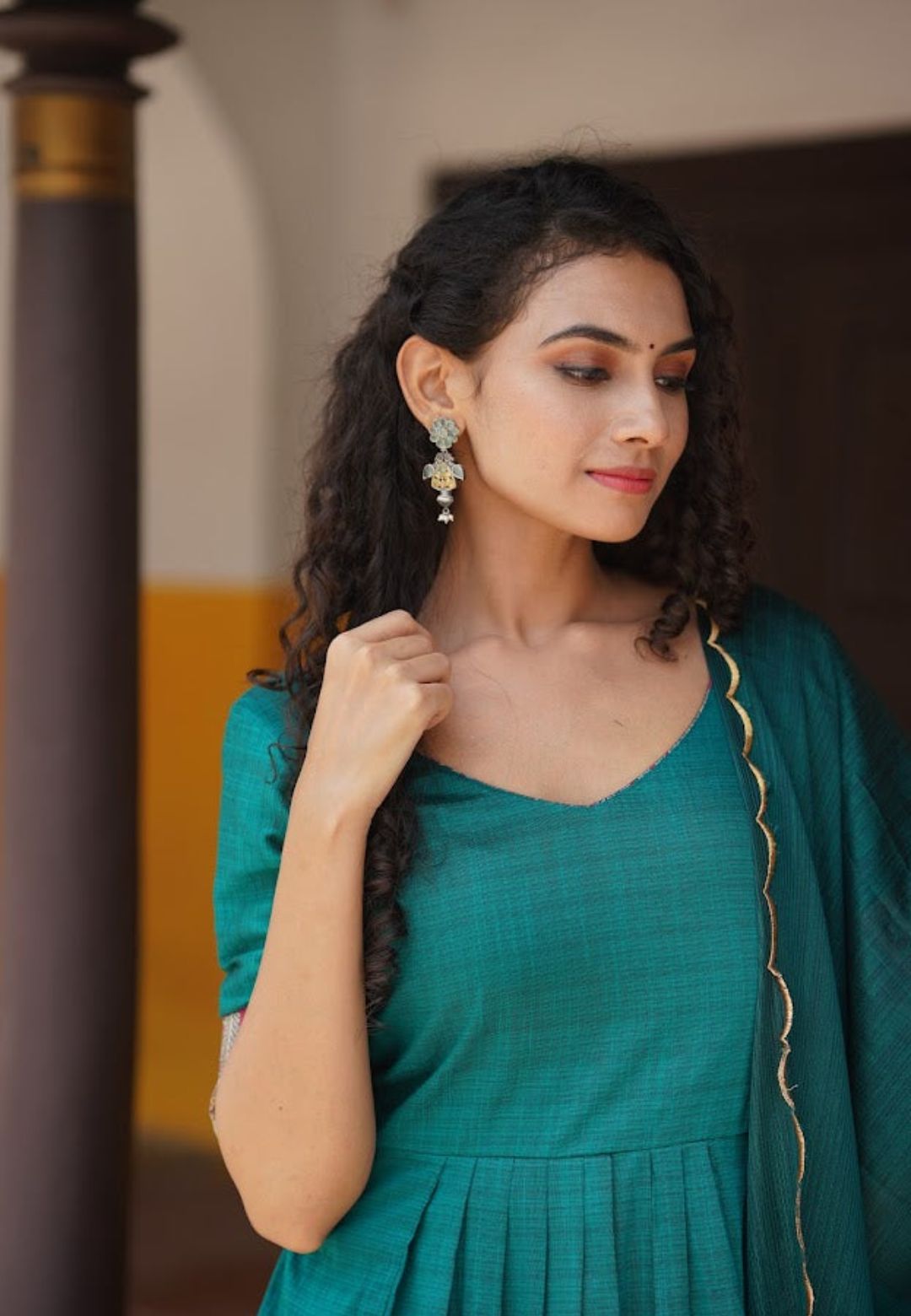 TEAL BLUE SUJHA CHANDERI SUIT SET