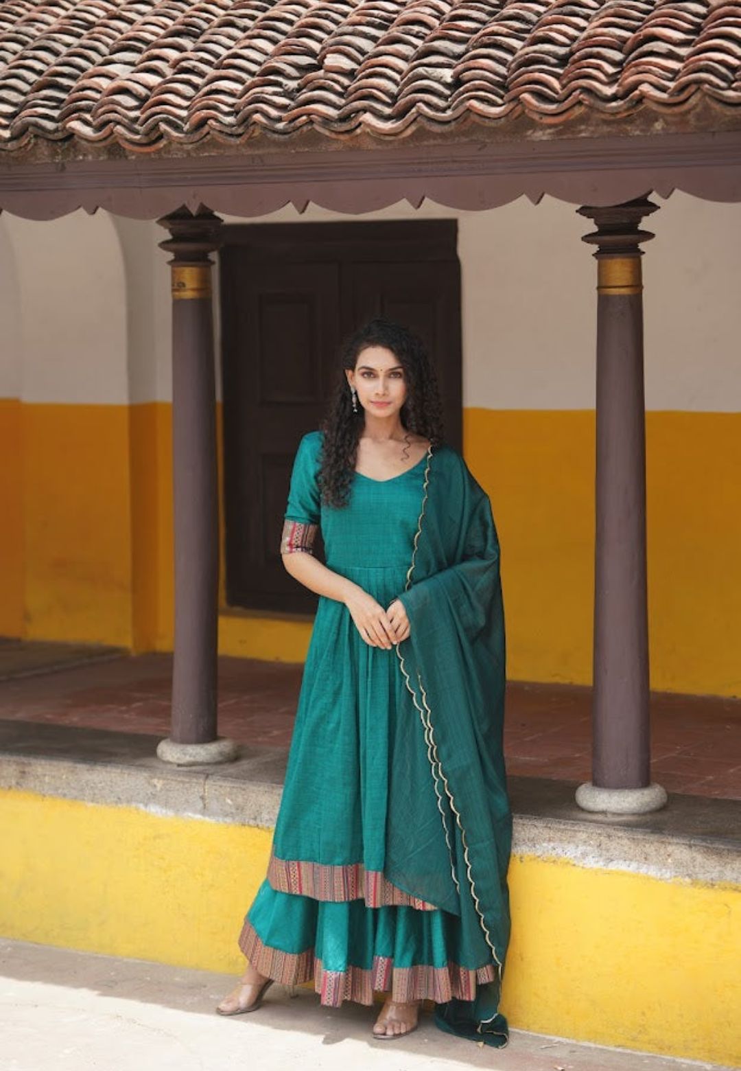 TEAL BLUE SUJHA CHANDERI SUIT SET