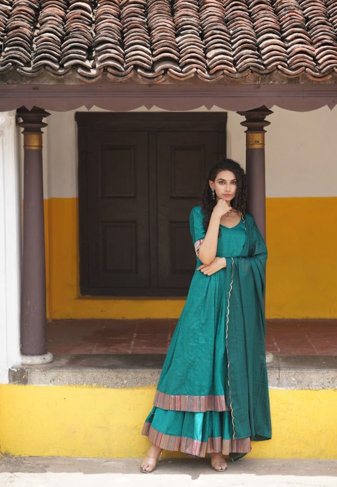 TEAL BLUE SUJHA CHANDERI SUIT SET