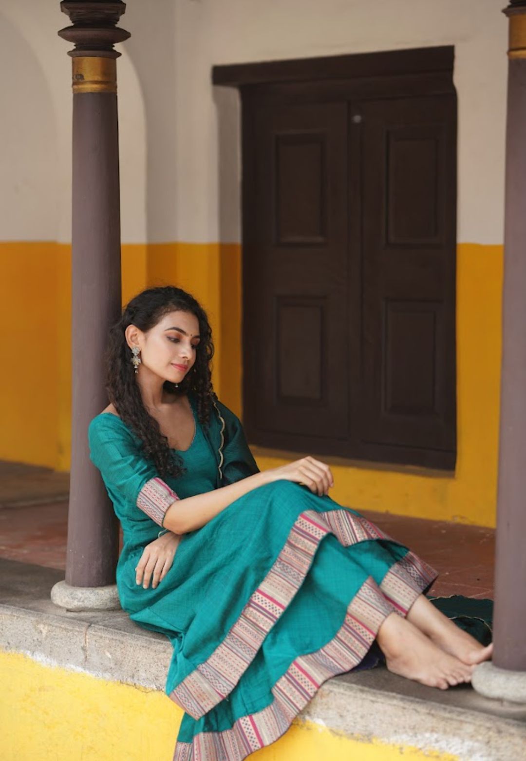 TEAL BLUE SUJHA CHANDERI SUIT SET