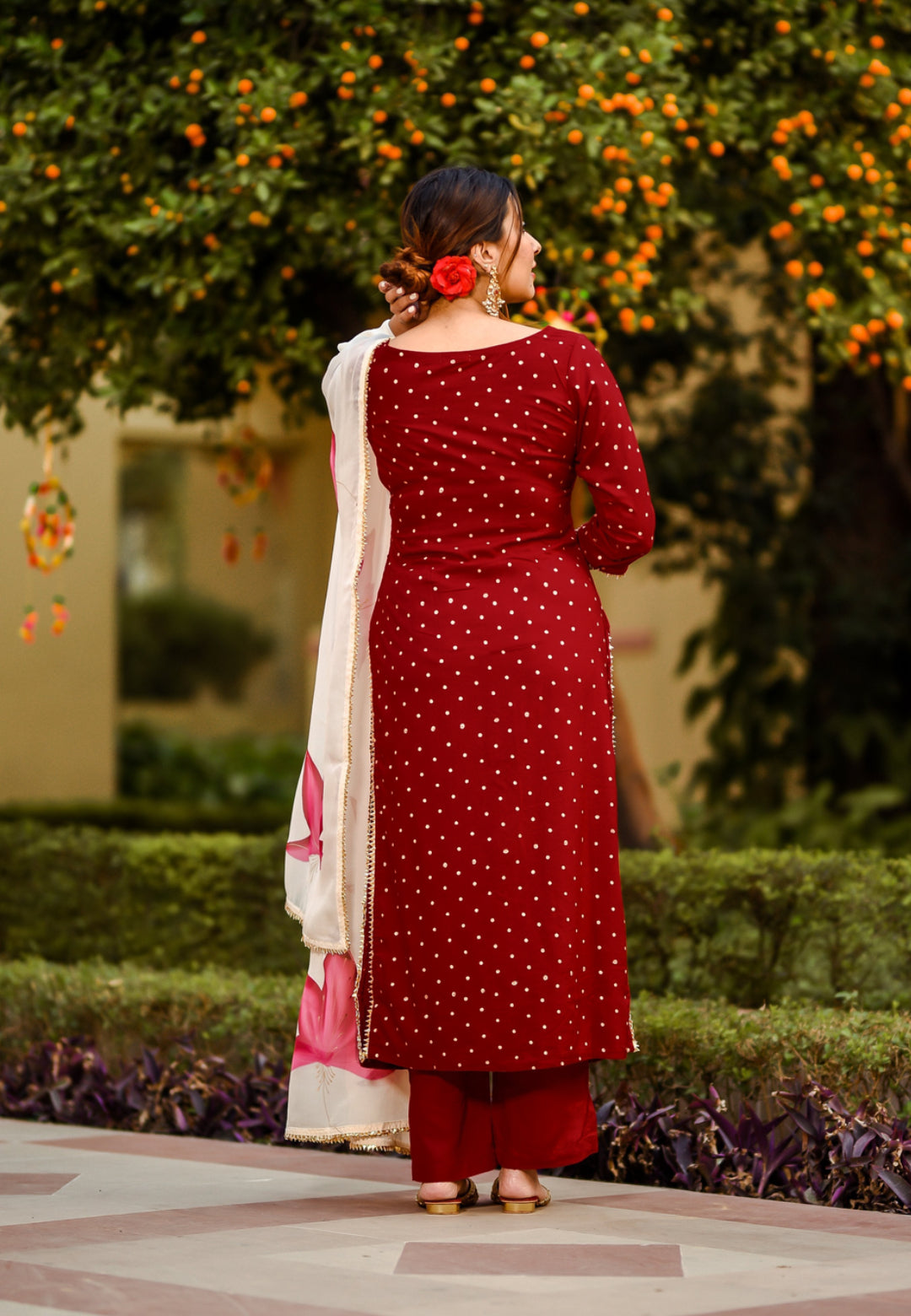 MAROON RASPBERRY COTTON SUIT SET
