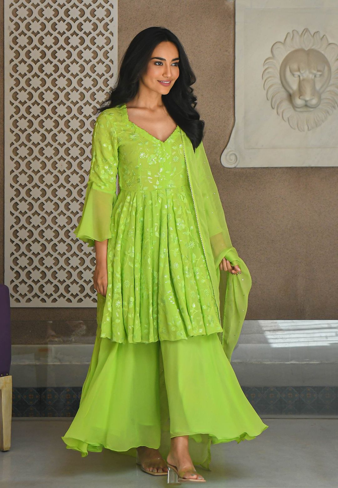 NAVYA GREEN GEORGETTE SUIT SET