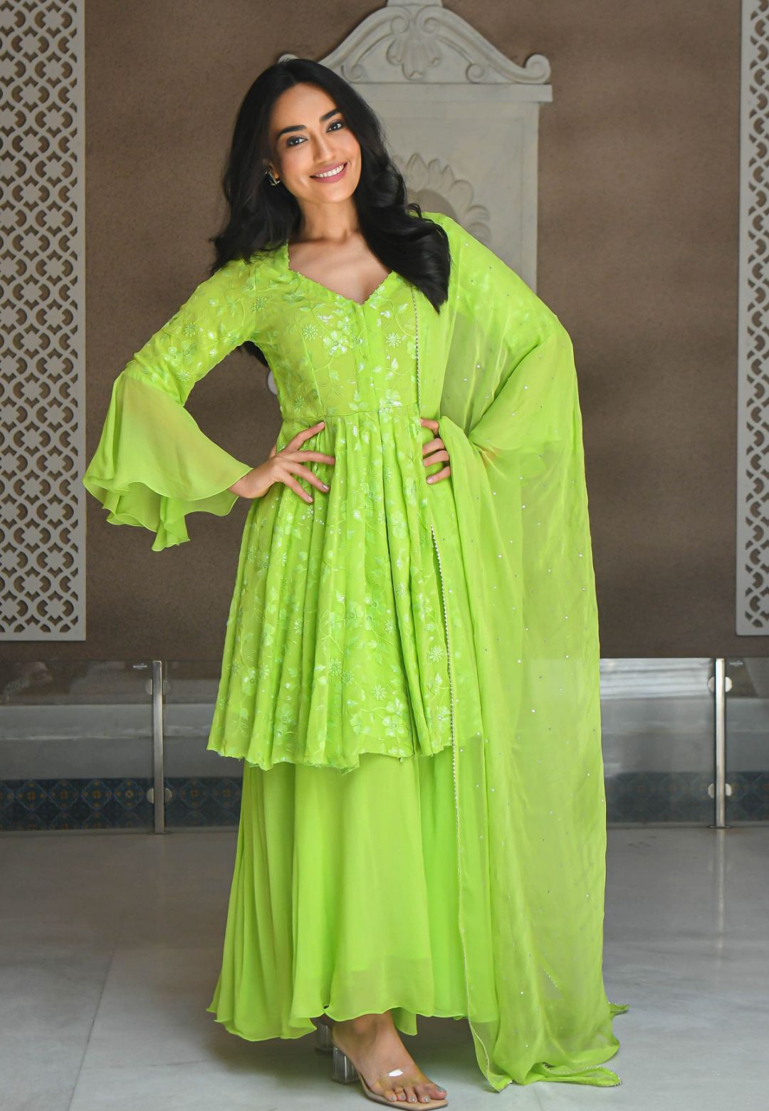 NAVYA GREEN GEORGETTE SUIT SET
