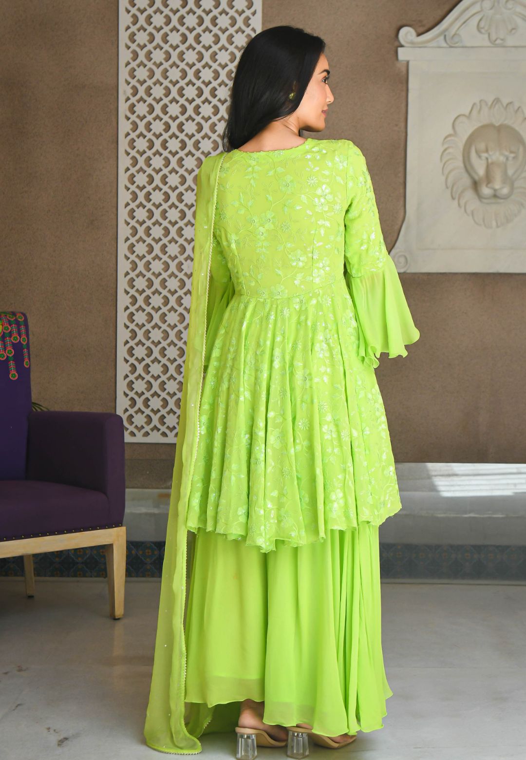 NAVYA GREEN GEORGETTE SUIT SET