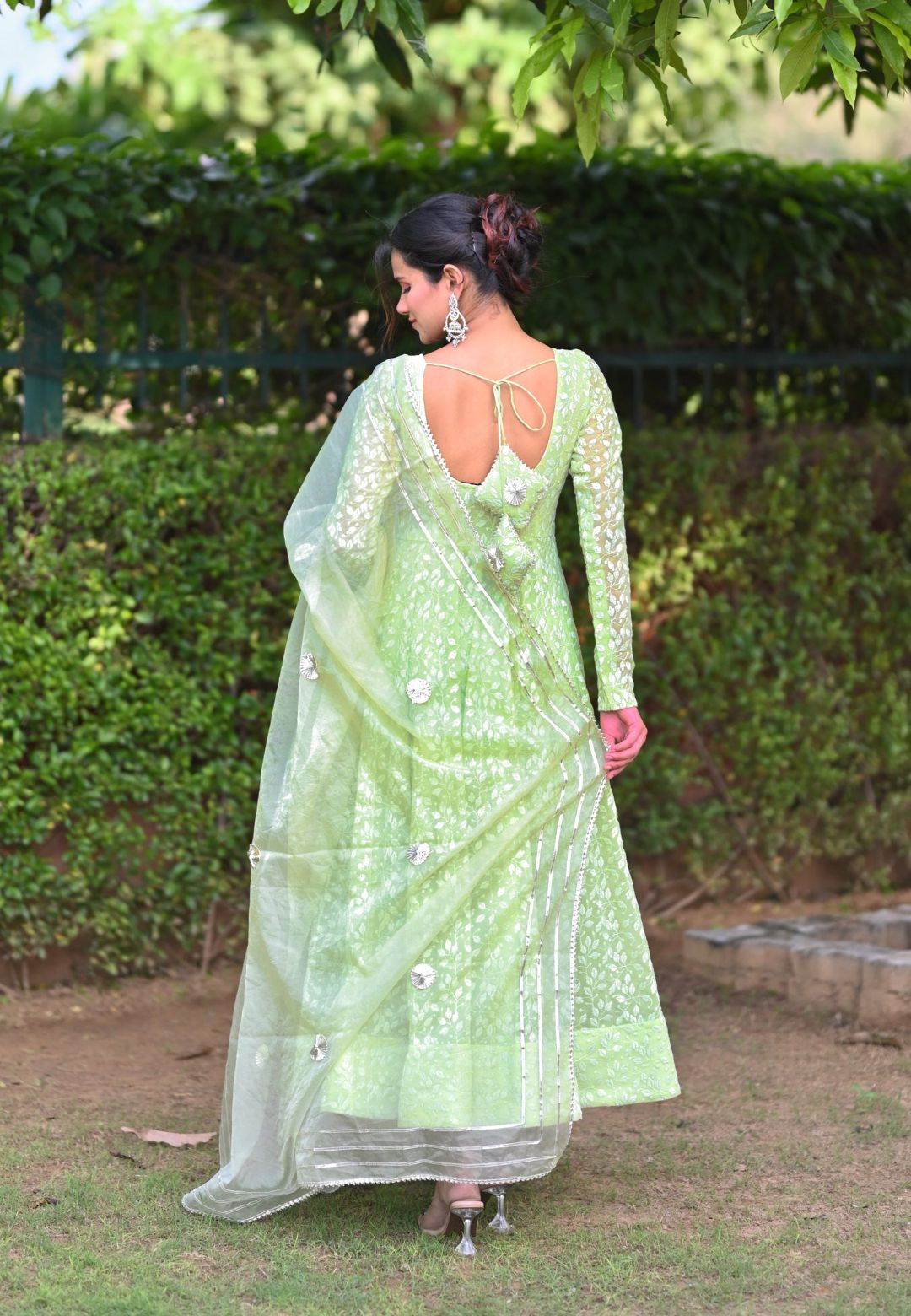 POWDER GREEN GEORGETTE ANARKALI SUIT SET