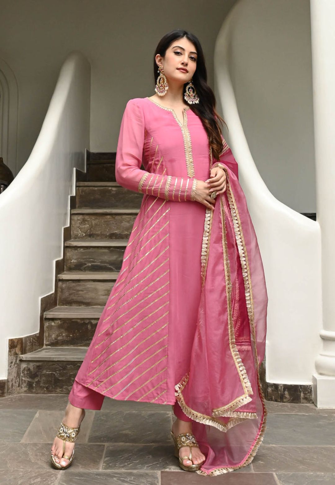 PINK JANKI GEORGETTE SUIT SET