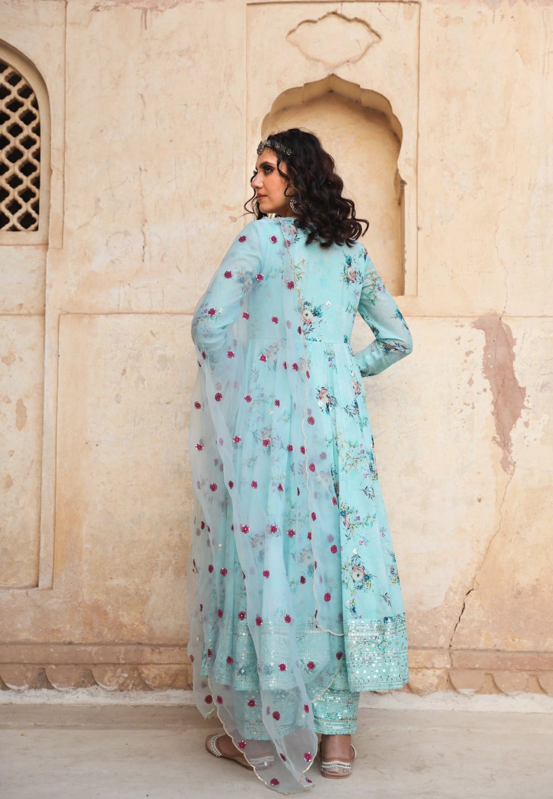 BLUE GUL PURE COTTON ANARKALI SUIT SET