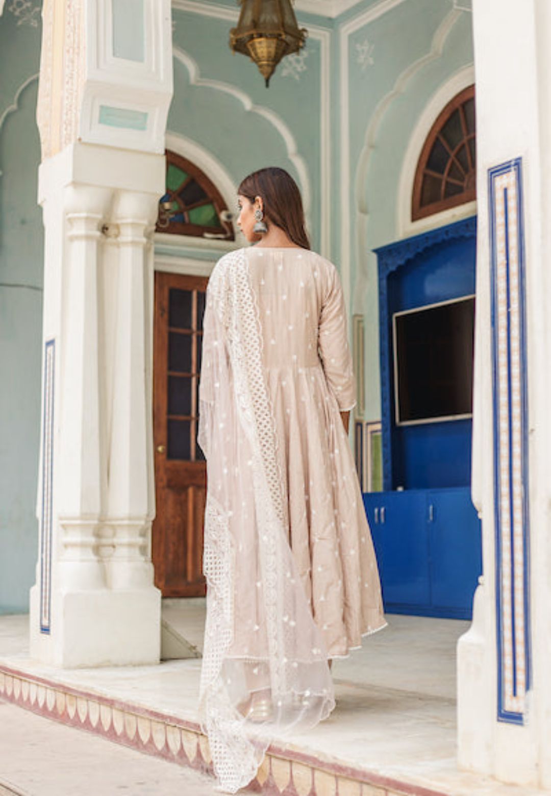 PURE COTTON HAIRAT GREY ANARKALI SUIT SET
