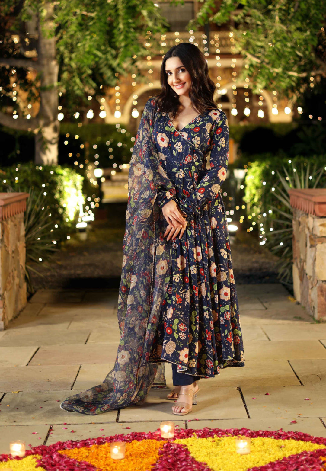 BLUE CRESTY MUSLIN SUIT SET