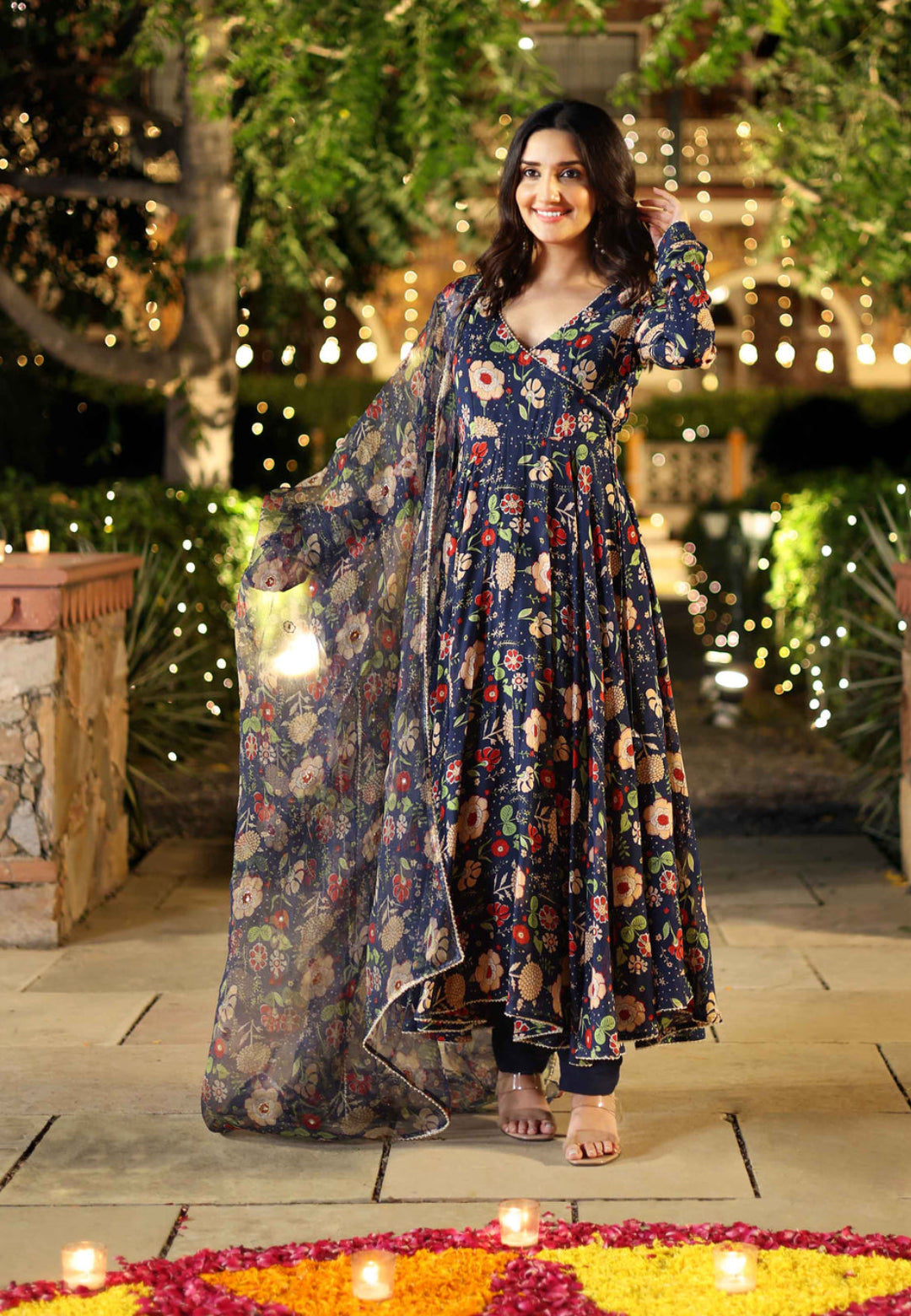 BLUE CRESTY MUSLIN SUIT SET