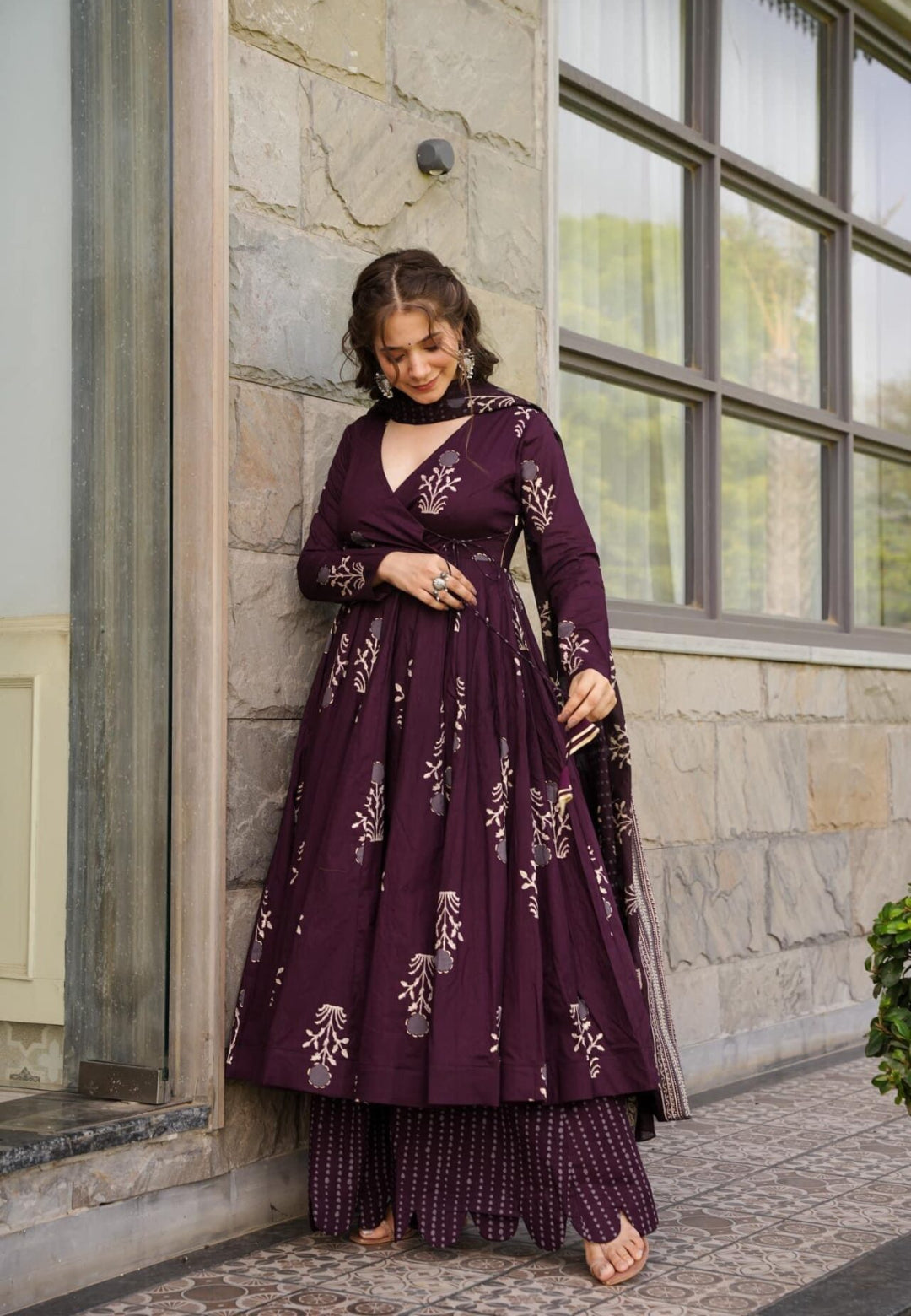 DEEP PURPLE COTTON ANGRAKHA SET