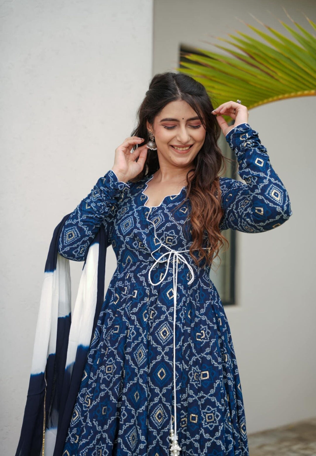 BLUE COTTON FLARE SUIT SET