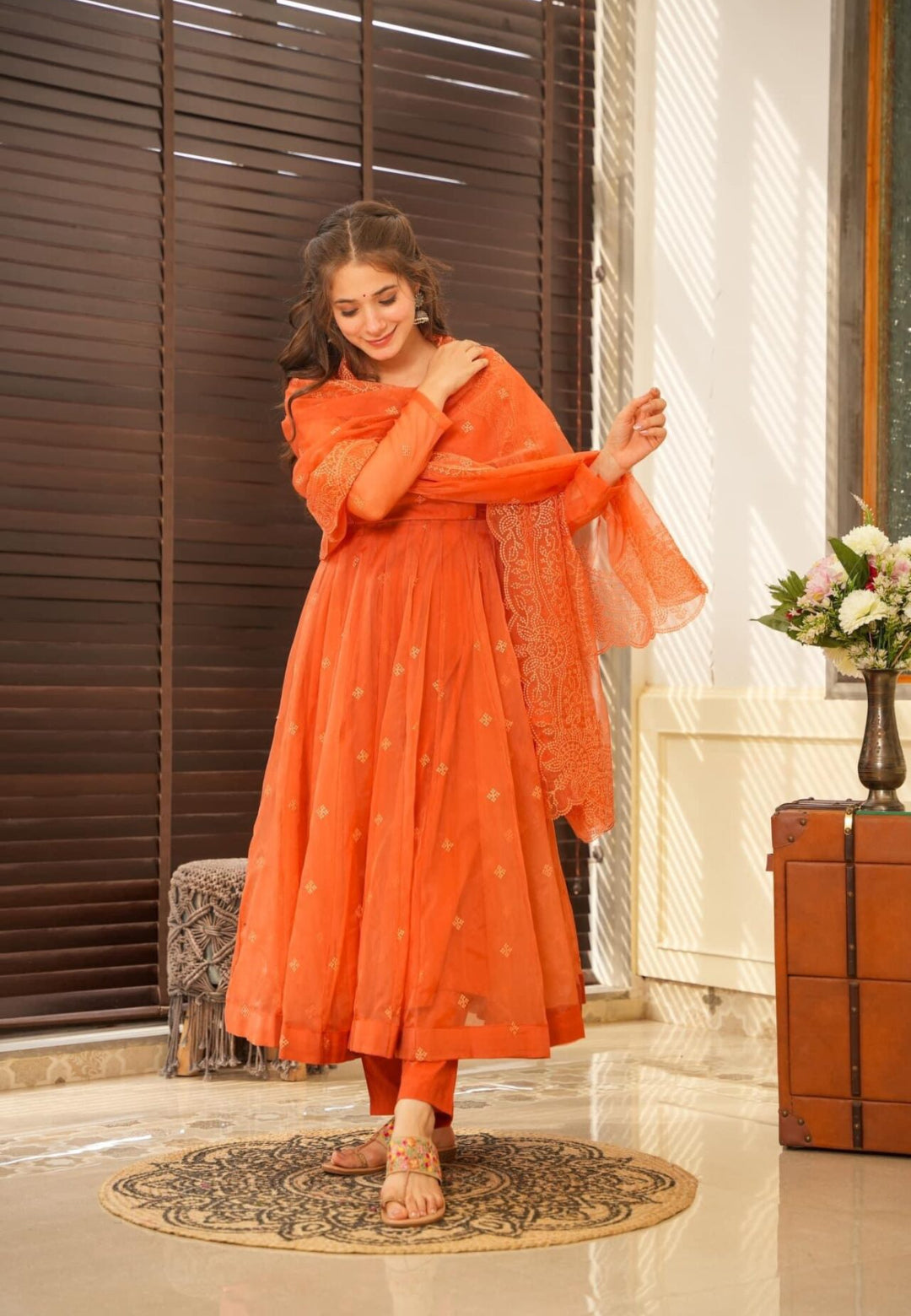 RUST ORANGE EMBRY ORGANZA SUIT SET