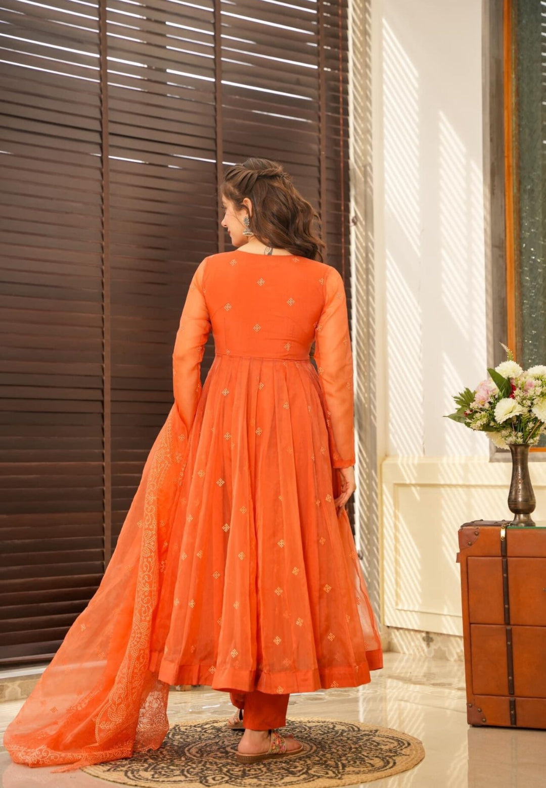 RUST ORANGE EMBRY ORGANZA SUIT SET