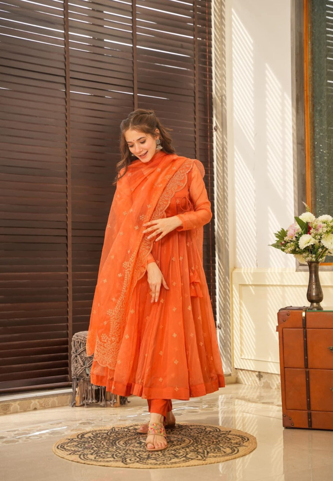 RUST ORANGE EMBRY ORGANZA SUIT SET