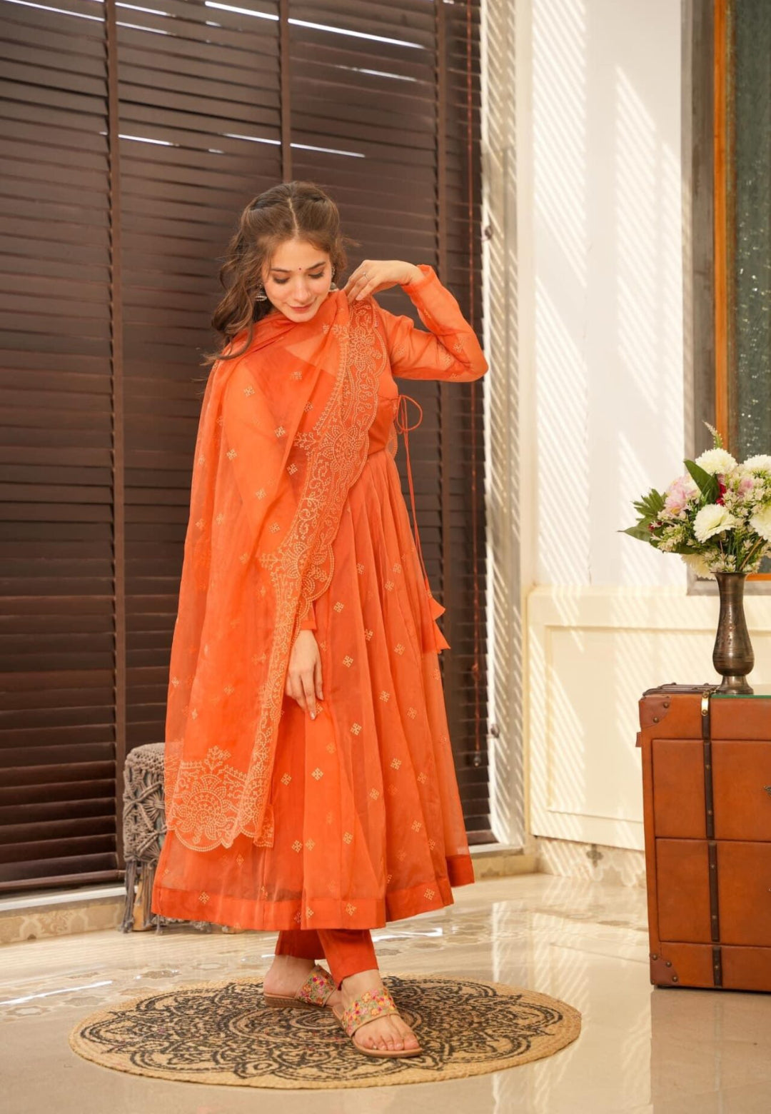 RUST ORANGE EMBRY ORGANZA SUIT SET