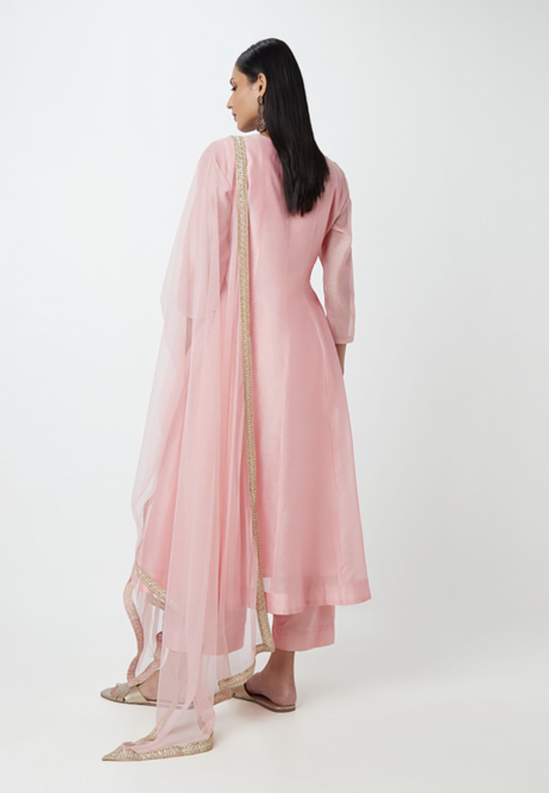 BLUSH PINK ETHNIC COTTON BLEND SUIT SET