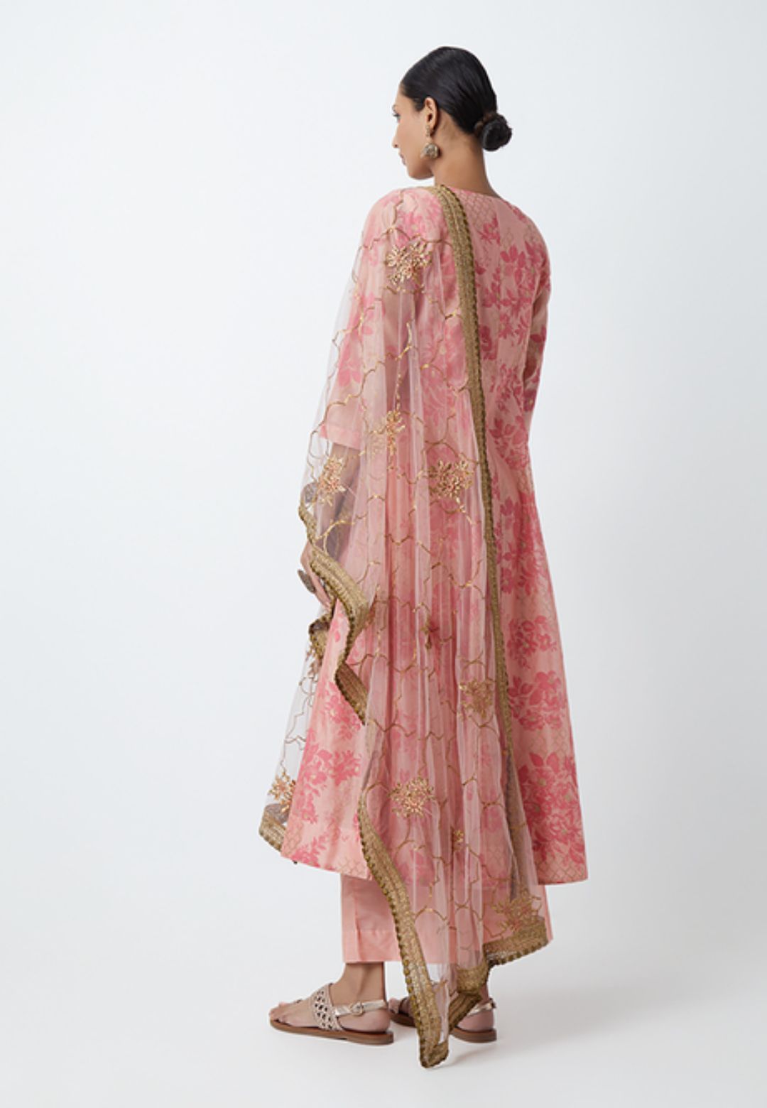 PEACH PINK FLORAL COTTON BLEND SUIT SET