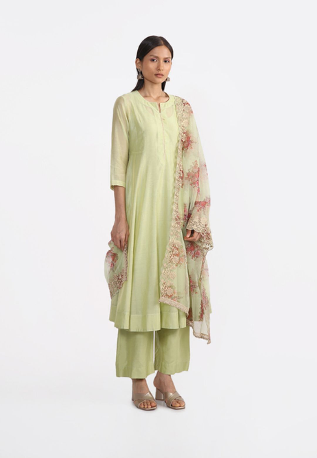 LIGHT GREEN VISCOSE COTTON SUIT SET