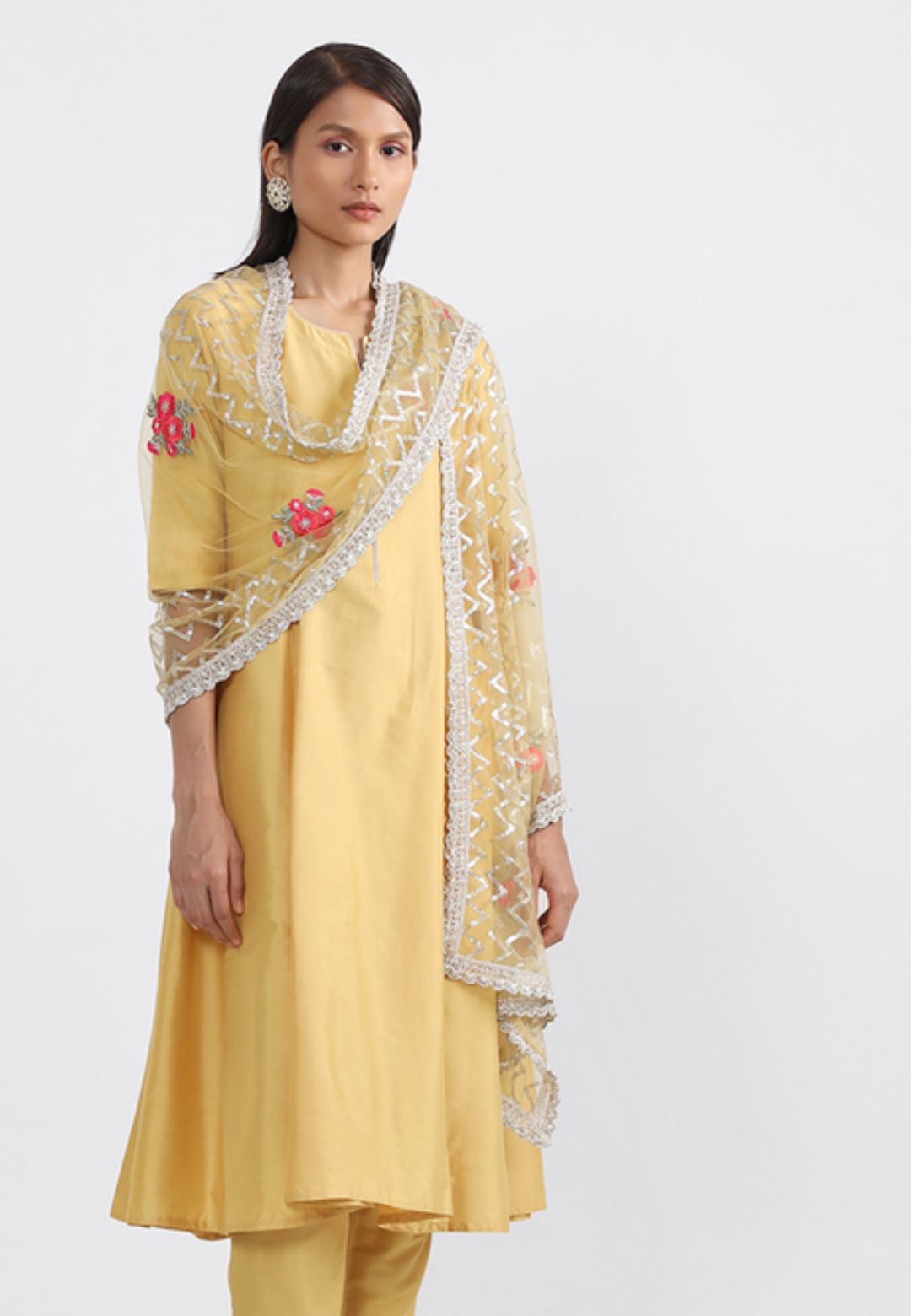 YELLOW VISCOSE COTTON SUIT SET