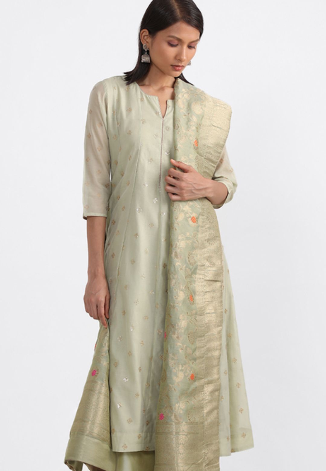 SAGE GREEN VISCOSE BLEND SUIT SET