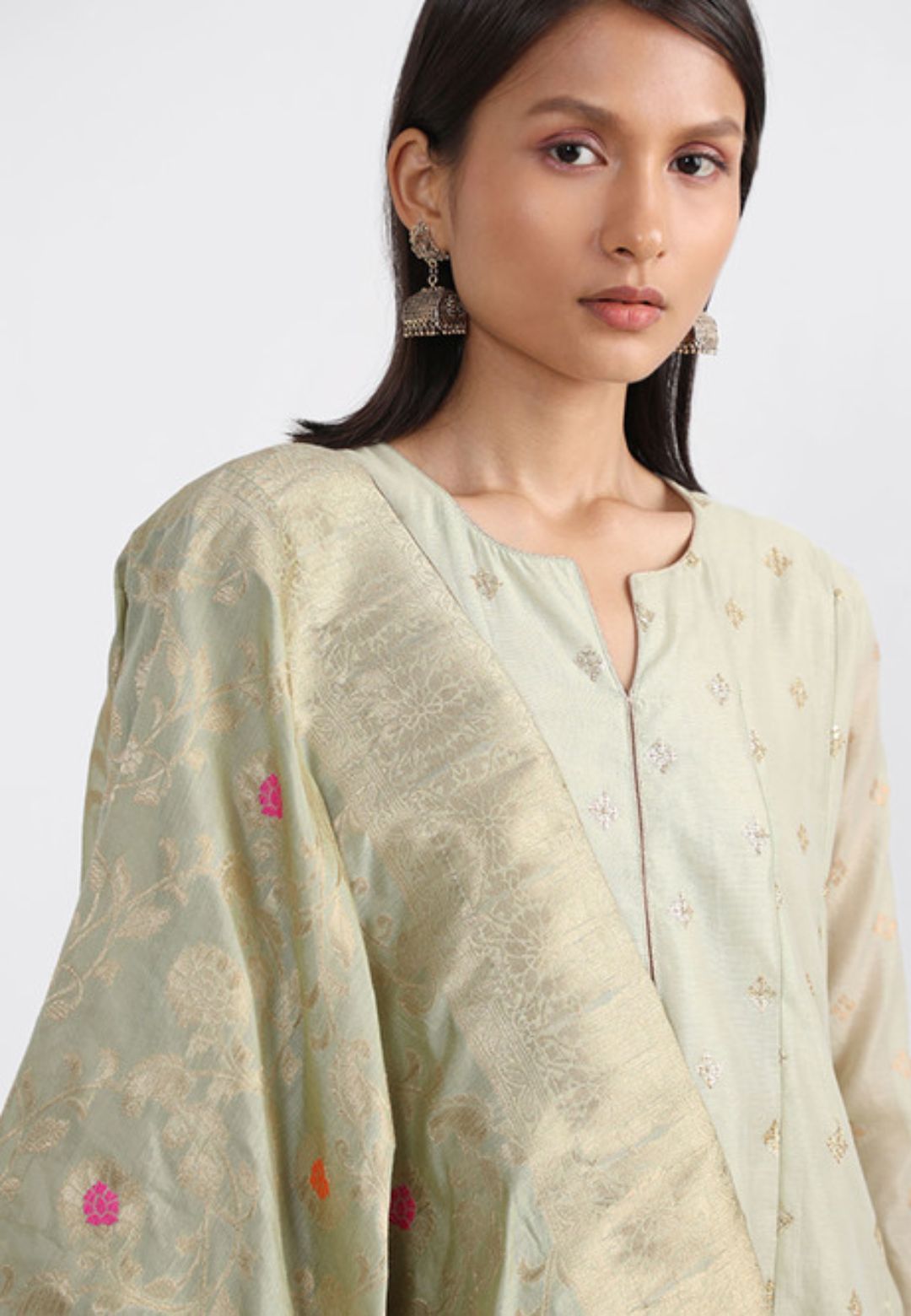 SAGE GREEN VISCOSE BLEND SUIT SET