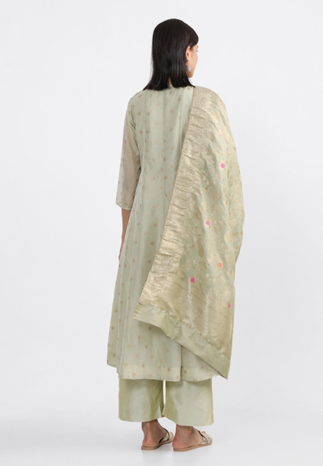 SAGE GREEN VISCOSE BLEND SUIT SET