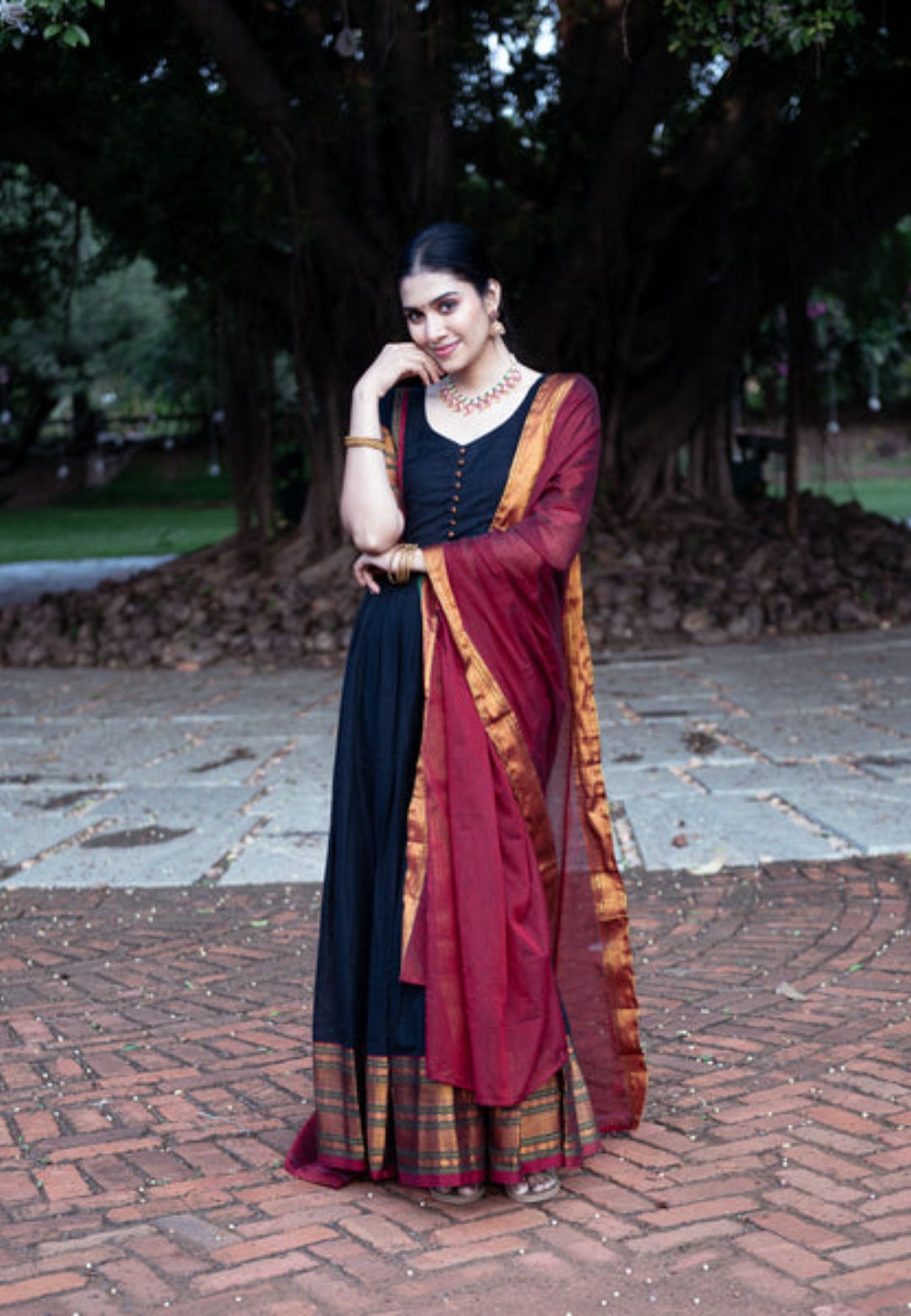AARADHYA BLACK NARAYANPET ANARKALI SET