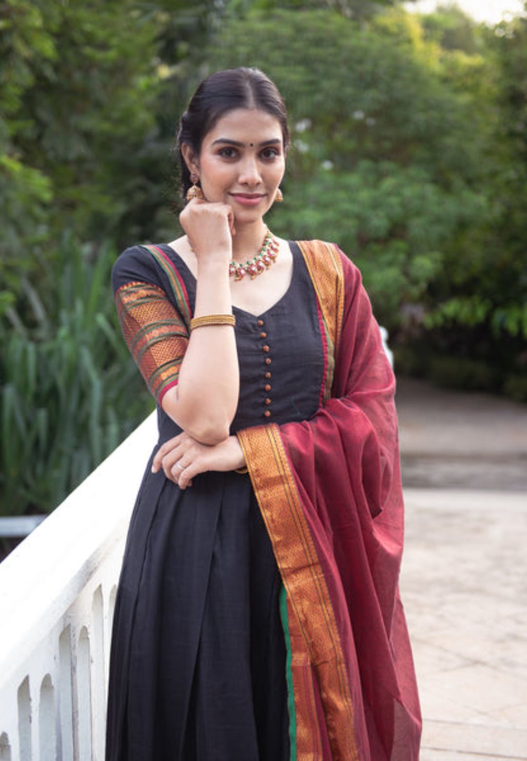AARADHYA BLACK NARAYANPET ANARKALI SET