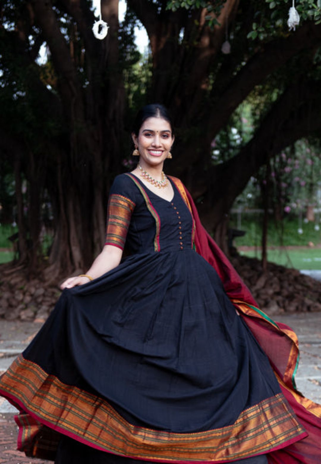AARADHYA BLACK NARAYANPET ANARKALI SET